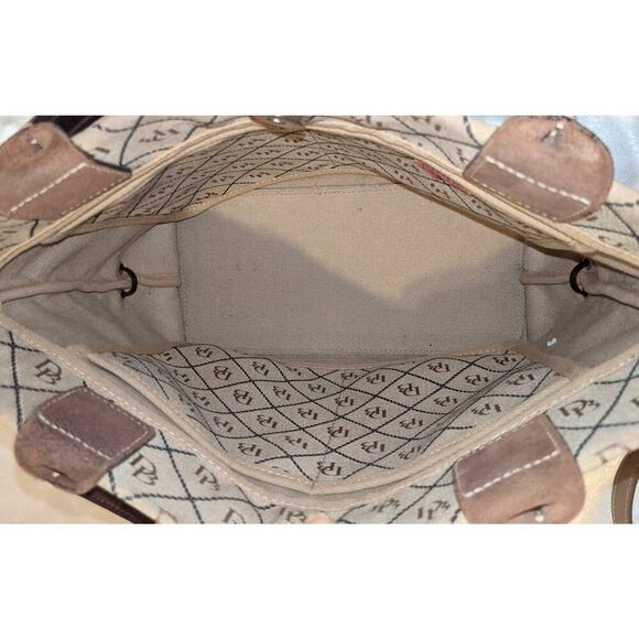 DOONEY & BOURKE Signature Canvas Tassel Tote Leather Trim Satchel Handbag Purse - Picture 10 of 14